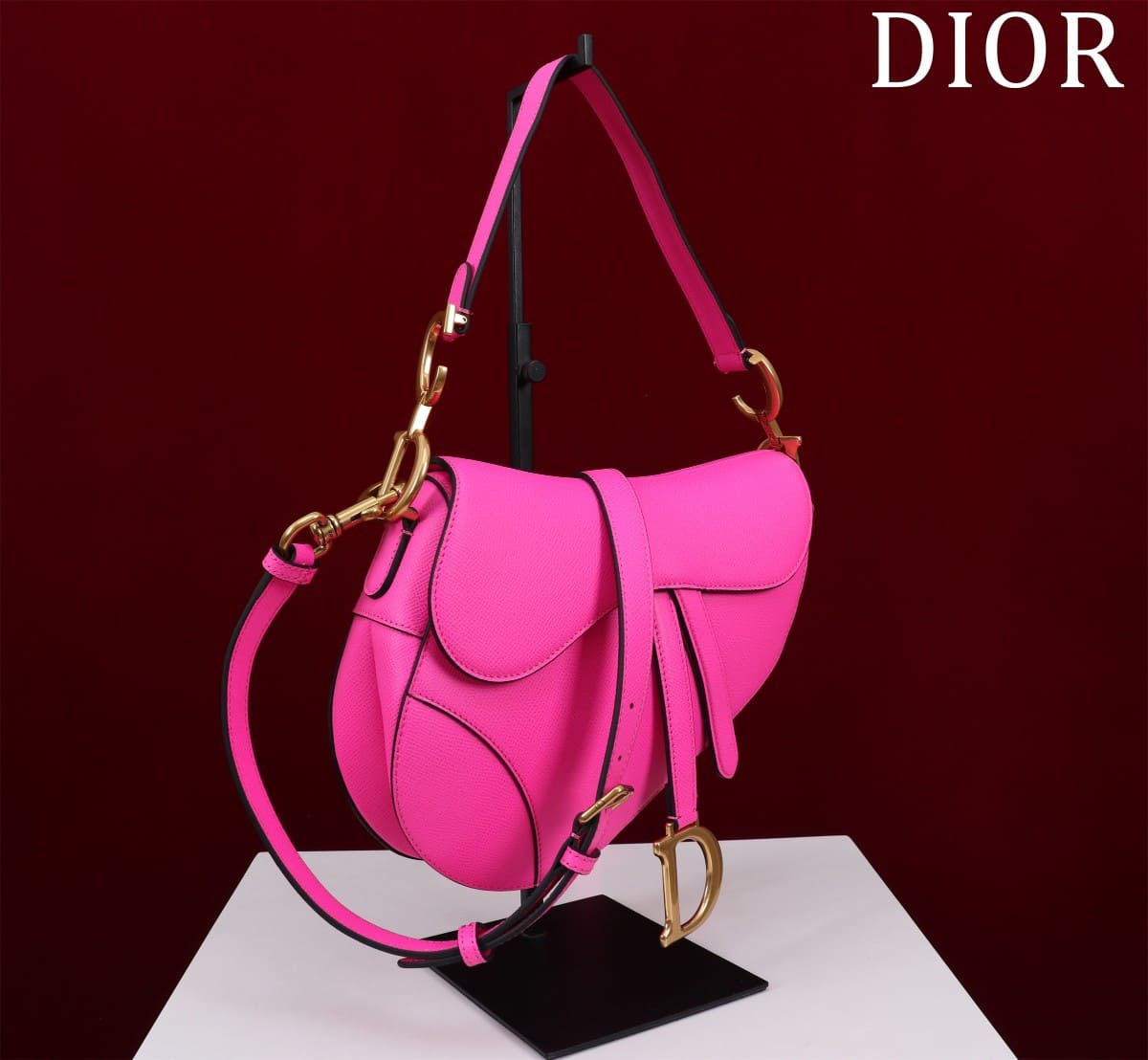 TÚI Dior Women Saddle bag in Calfskin-Pink Top Quality