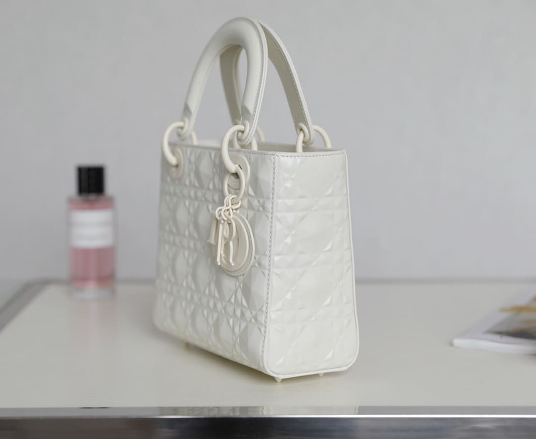 TÚI CHRISTIAN DIOR Small Lady Dior my Abcdior Bag White Cannage Calfskin with Diamond Motif Top Quality