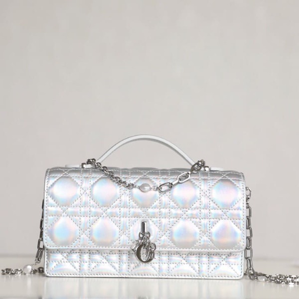 TÚI CHRISTIAN DIOR Lady Dior Top Handle Clutch Scarlet Pearl Cannage Lambskin ánh trai