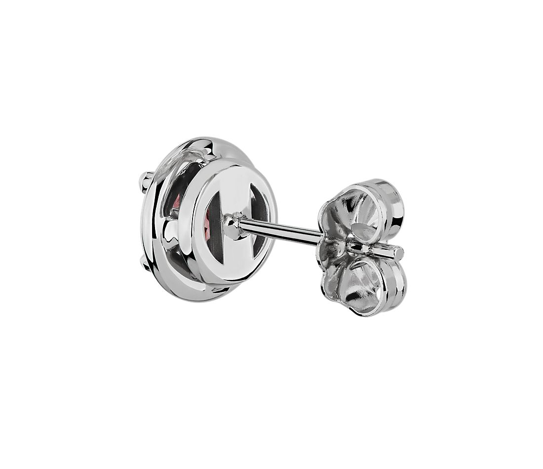 Bông tai vàng trắng 18K Au750 Blue Moissanite Diamond Round Halo Earrings