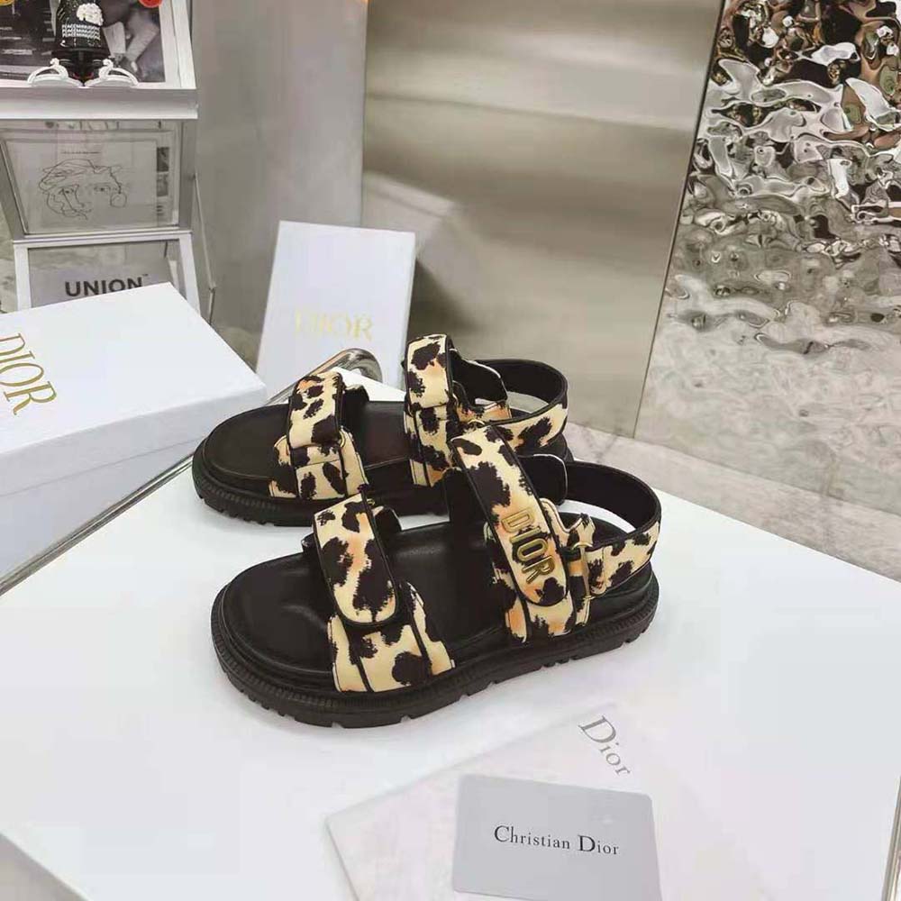 DÉP SANDAL DIOR DiorAct Sandal Beige Multicolor Mizza Printed Technical Fabric
