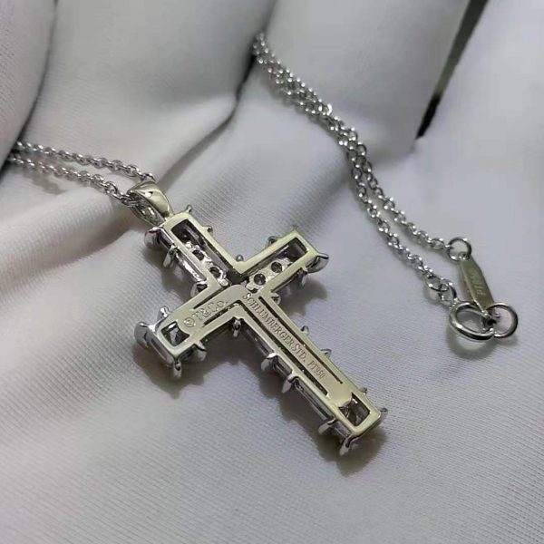 Vòng cổ Tiffany & Co Schlumberger chữ thập 10 viên kim cương bạch kim