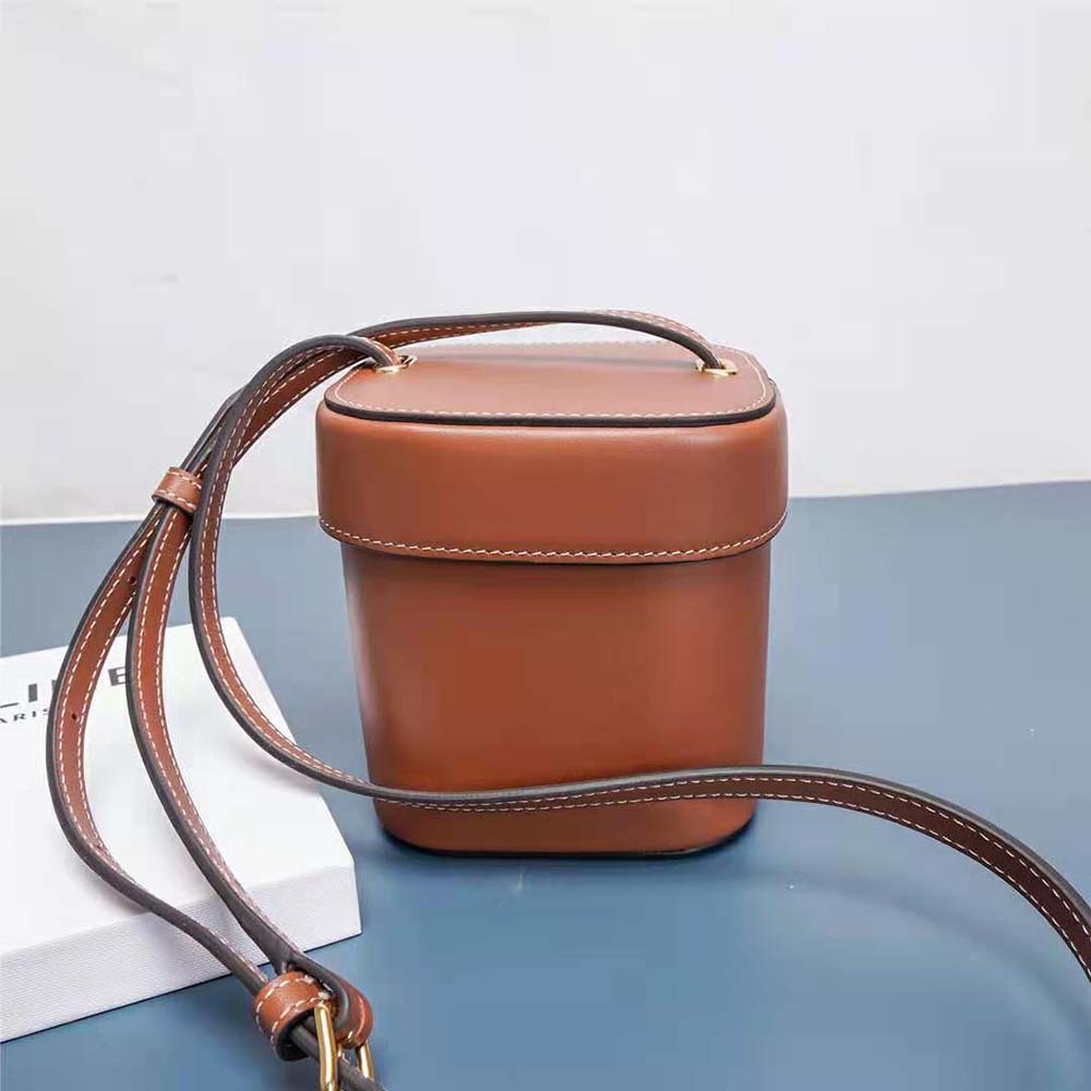 TÚI Celine Women Small Box Cuir Triomphe in Smooth Calfskin-Brown