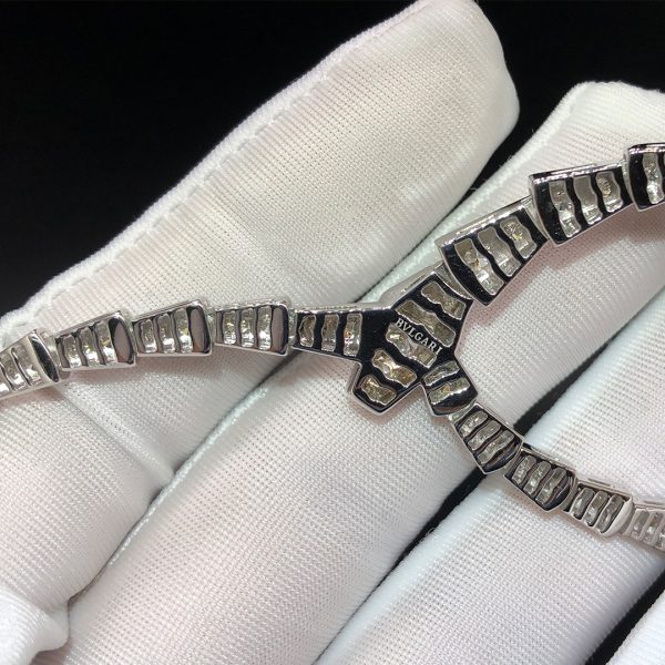 Vòng cổ BVLGARI Serpenti Viper Pavé Diamonds kim cương vàng trắng 18K