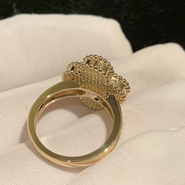 Nhẫn Van Cleef & Arpels Black Onyx Alhambra Diamond vàng hồng 18K
