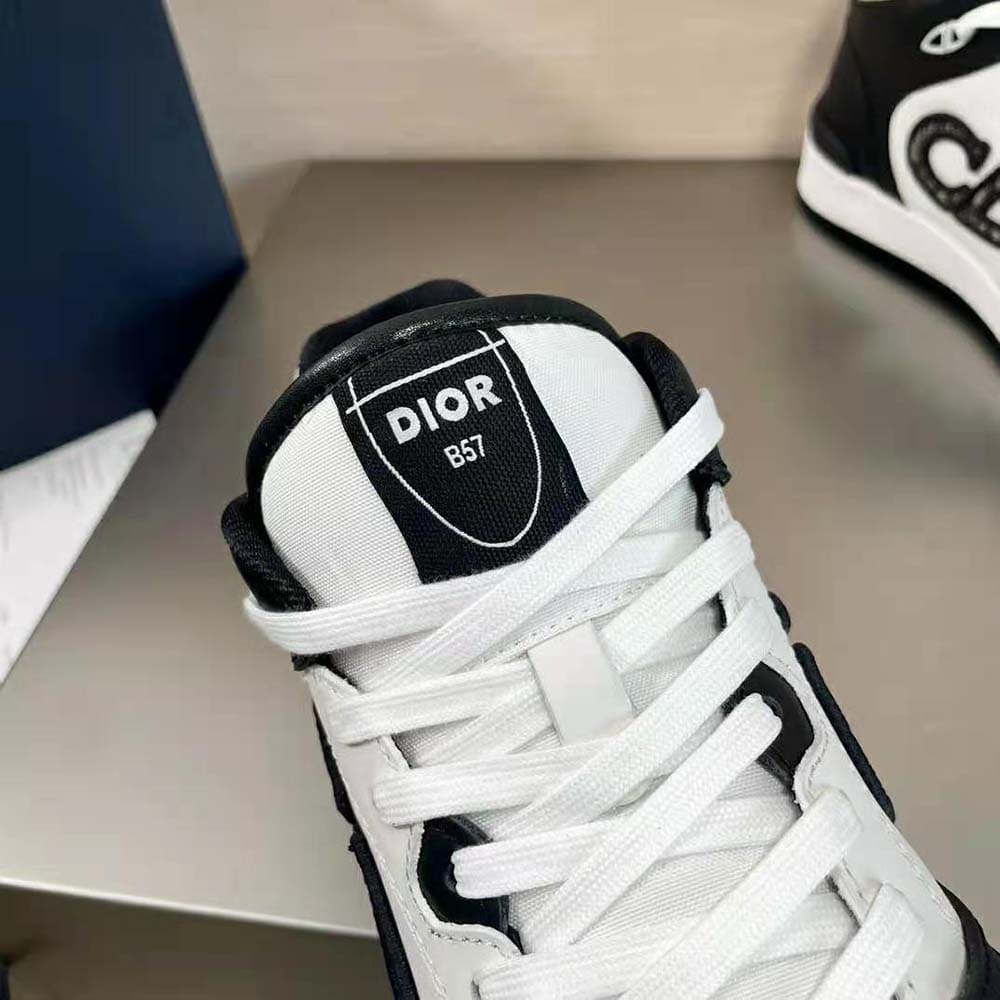 GIÀY DIOR B57 Mid-Top Sneaker Black and White Smooth Calfskin