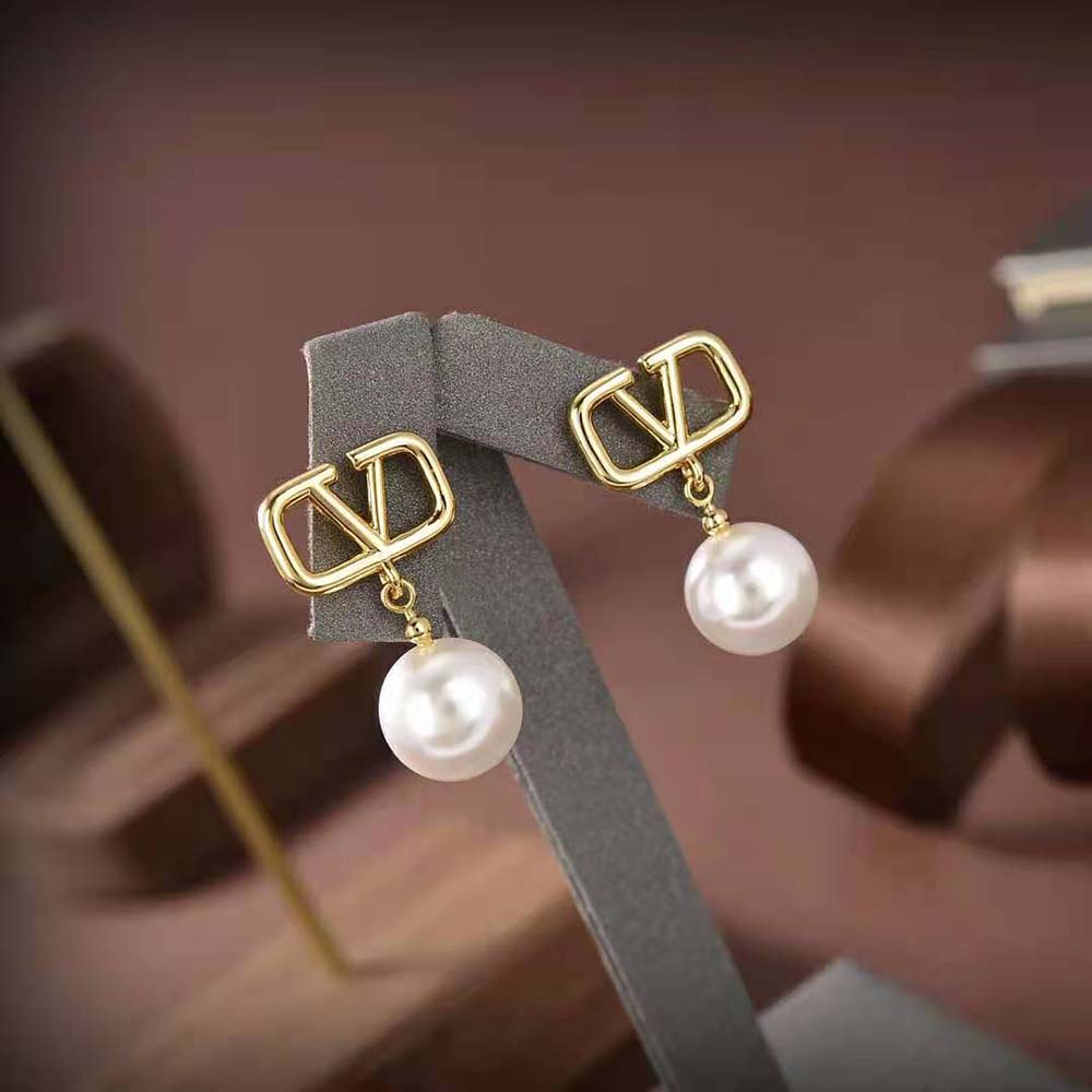 BÔNG TAI Valentino Women Vlogo Signature Earrings with Swarovski Pearls