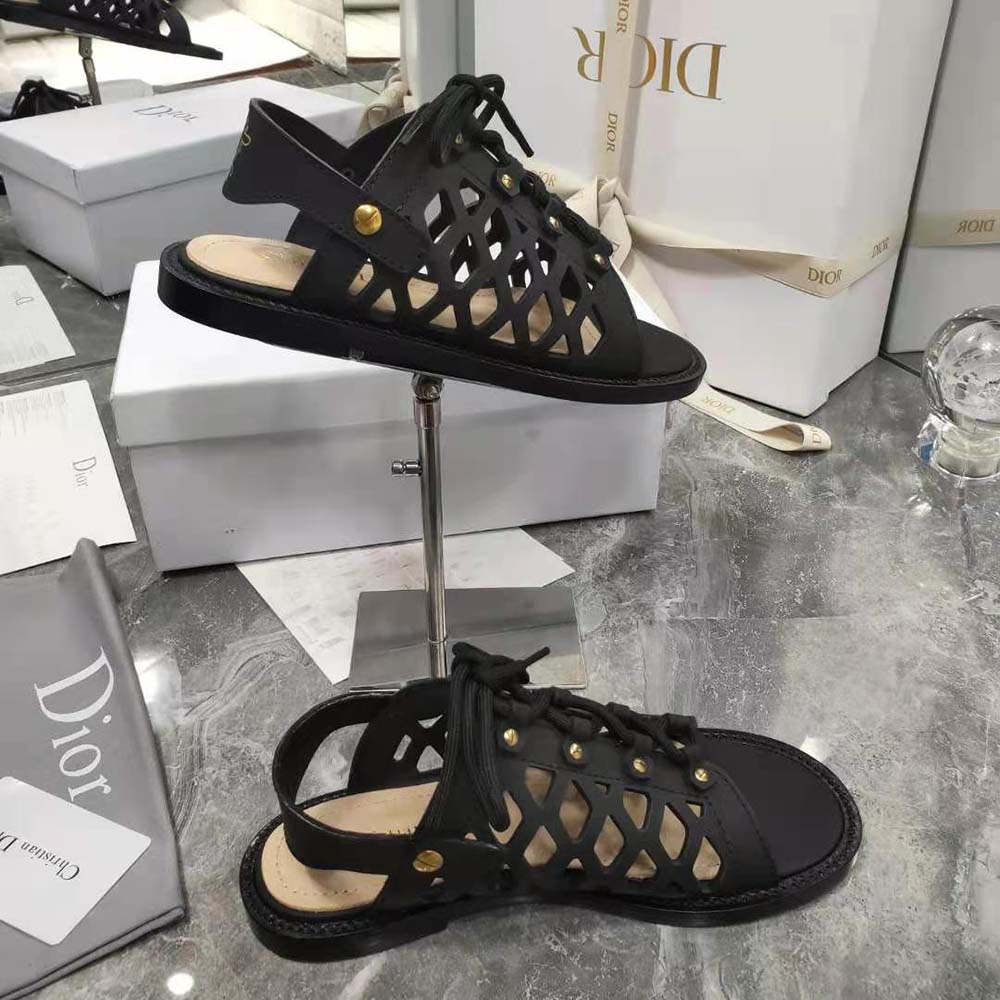 DÉP SANDAL DIOR D-Trap Sandal Black Matte Calfskin