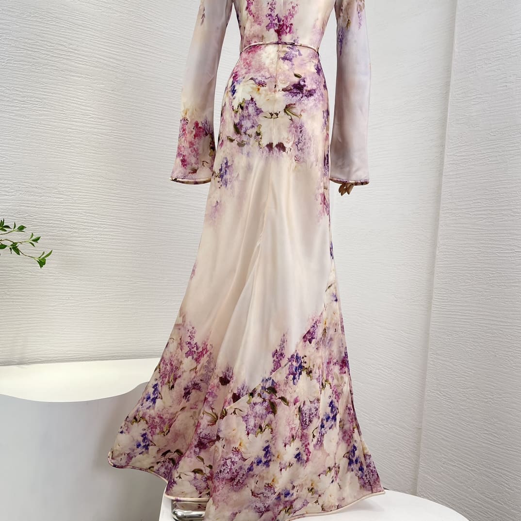VÁY ZIMMERMANN Pink Floral Long Sleeve Maxi Dress High Classy