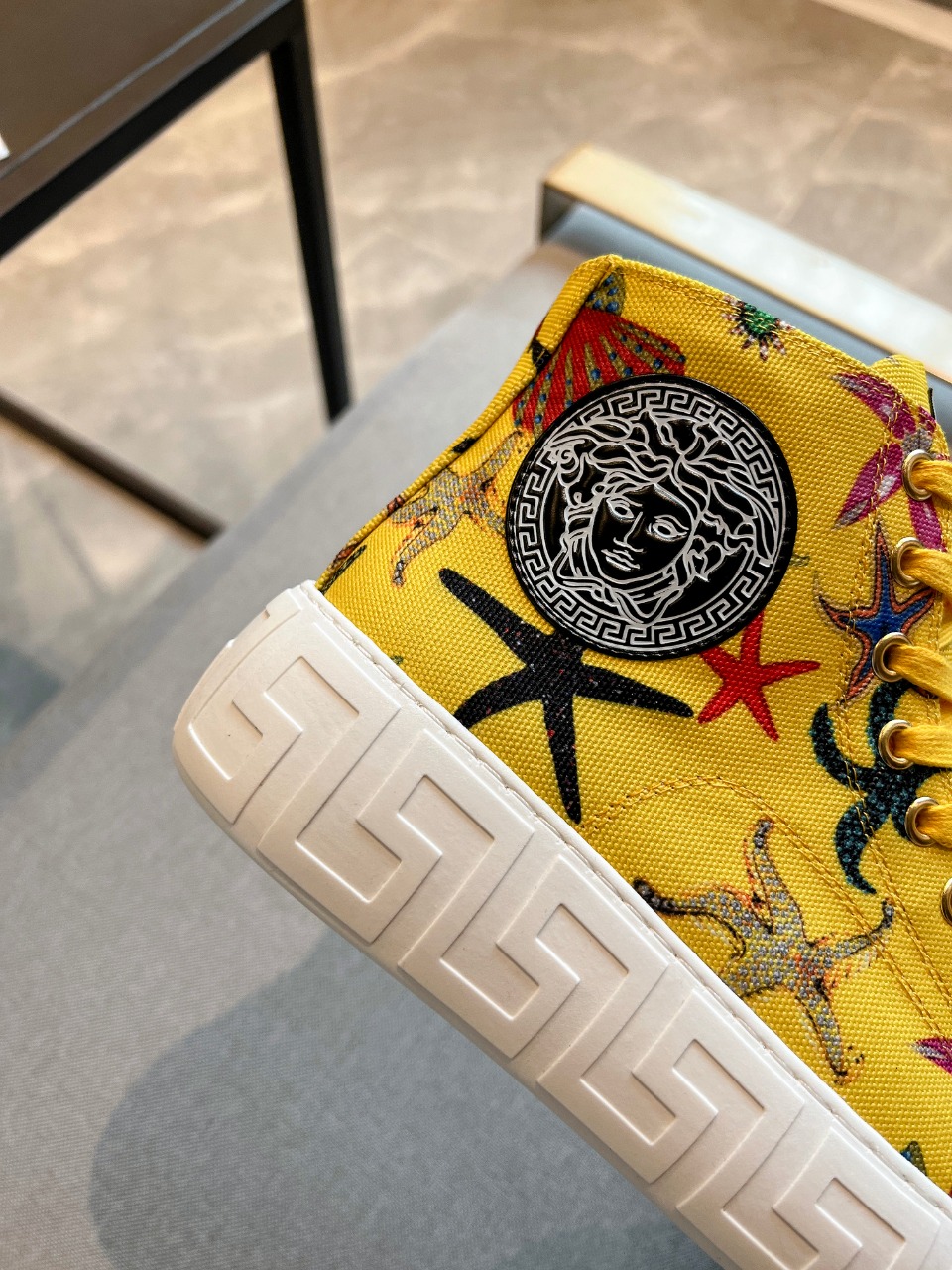 GIÀY VERSACE GRECA SNEAKERS HIGH TOP CANVAS OCEAN