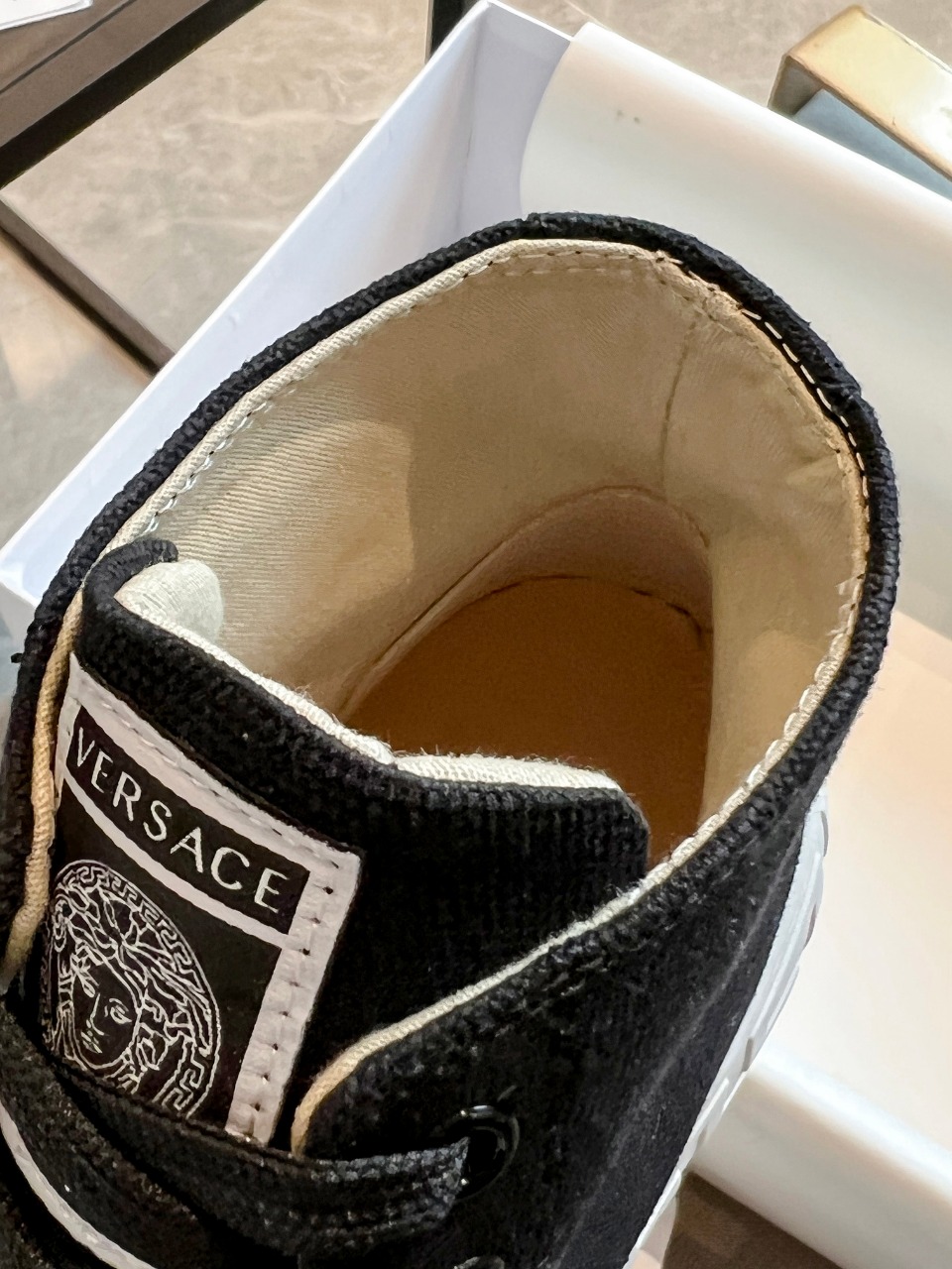 GIÀY VERSACE GRECA SNEAKERS HIGH TOP CANVAS BLACK