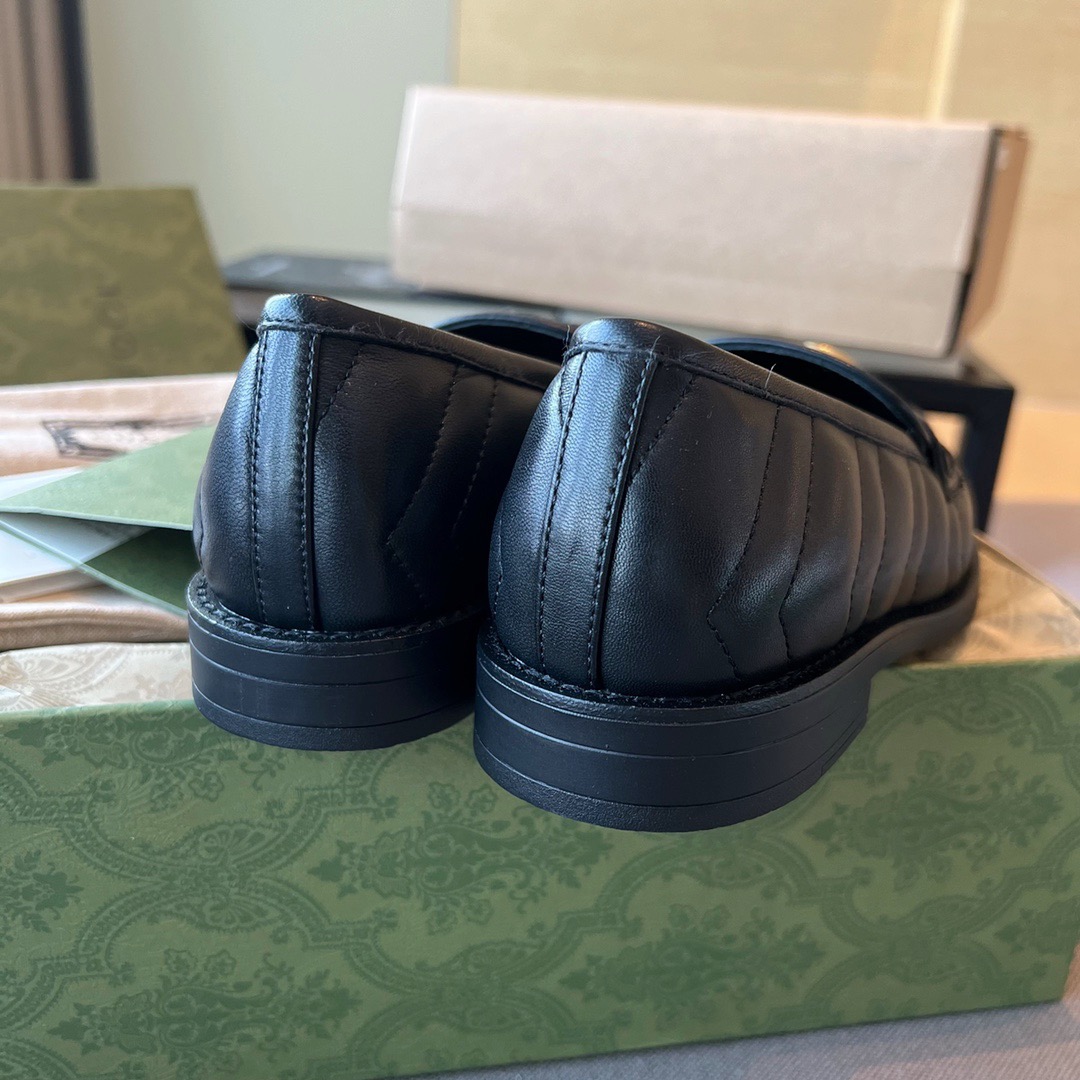 GIÀY GUCCI GG LEATHER LOGO LOAFER SHOES