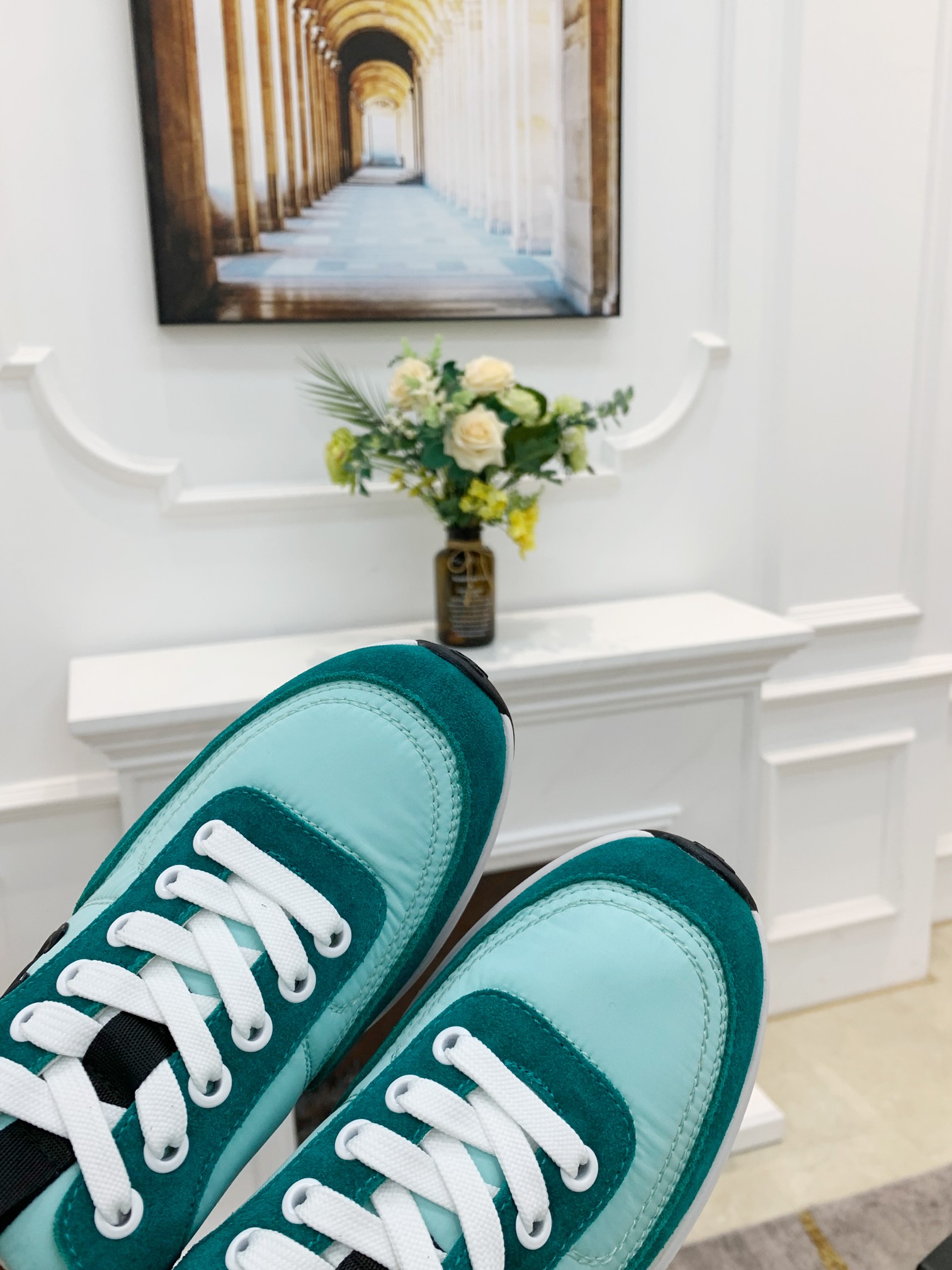 GIÀY CHANEL GREEN SUEDE  LOGO SNEAKERS