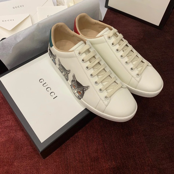 GIÀY GUCCI Leather Ace Sneakers Three Cat White