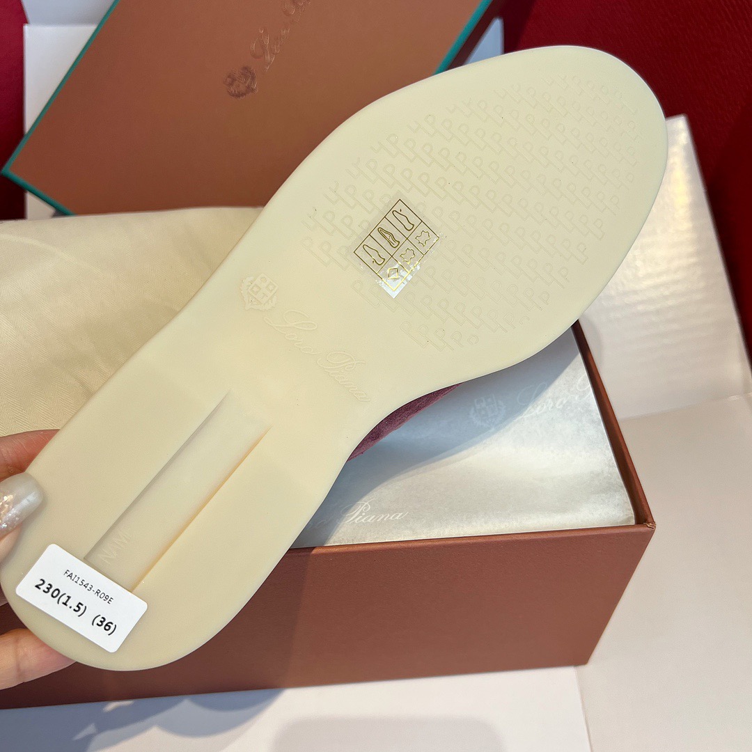 GIÀY LORO PIANA SLIDER BLUE SUEDE LEATHER