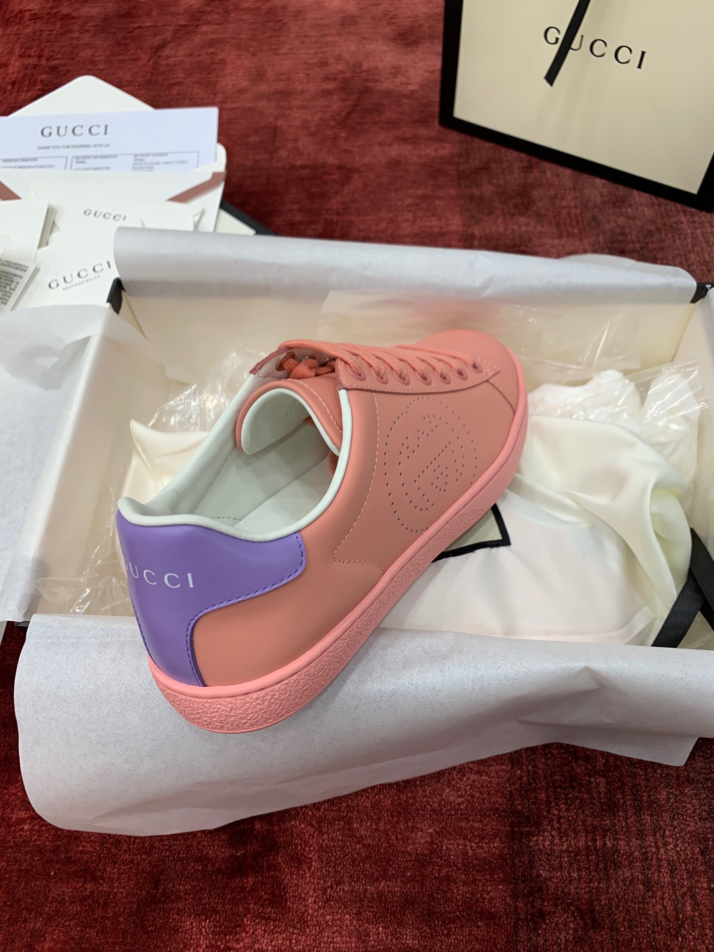 GIÀY GUCCI Leather Ace Sneakers Interlocking GG Blue