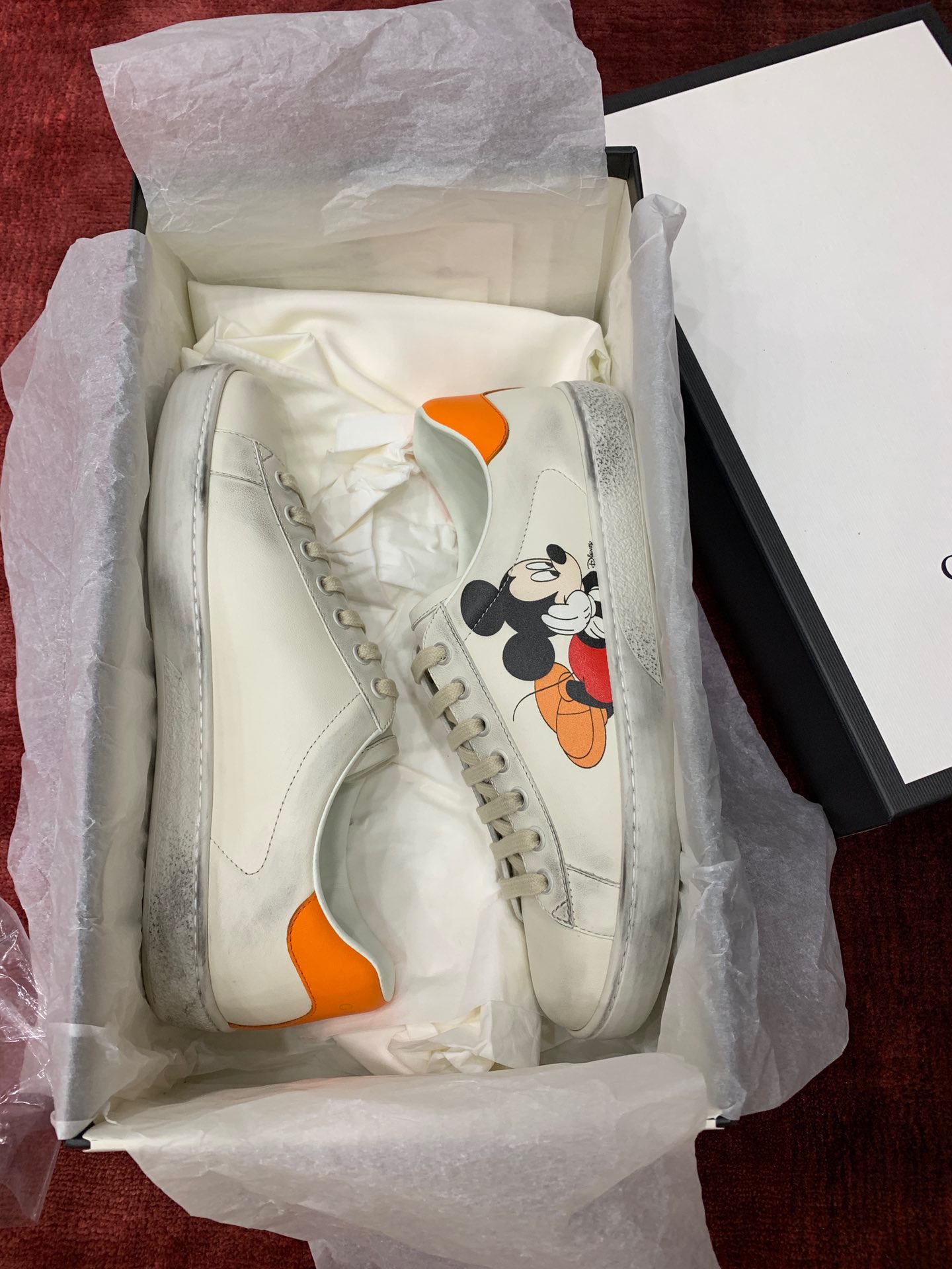 GIÀY GUCCI Leather Ace Sneakers Disney Mickey Mouse White