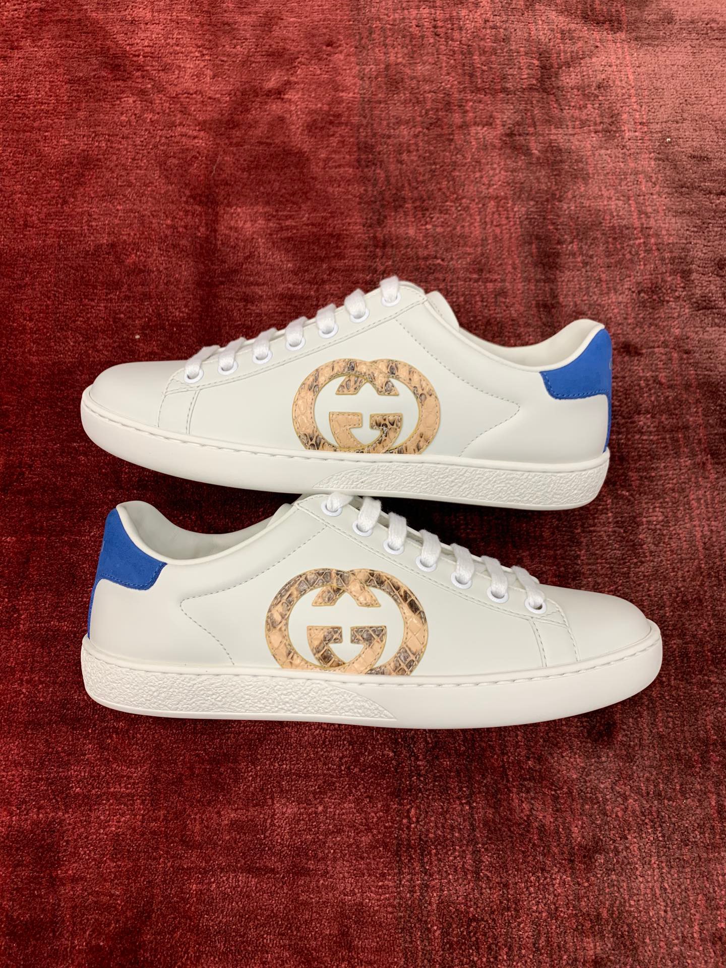 GIÀY GUCCI Leather Ace Sneakers Interlocking GG Python White