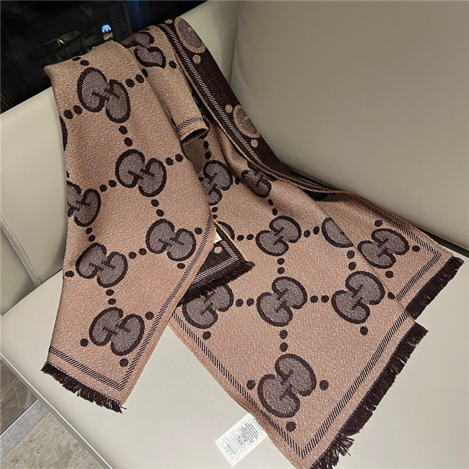 KHĂN Gucci GG Brown scarf