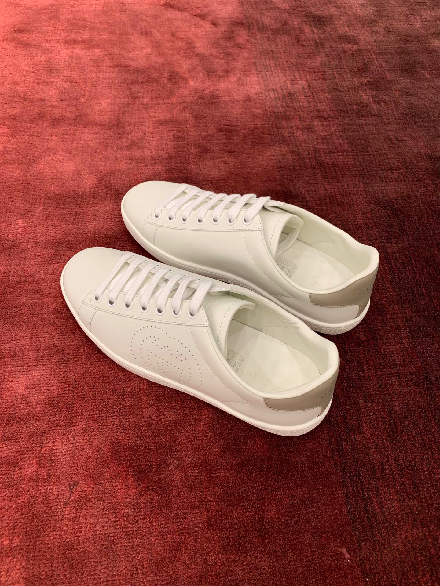 GIÀY GUCCI Leather Ace Sneakers Interlocking GG White