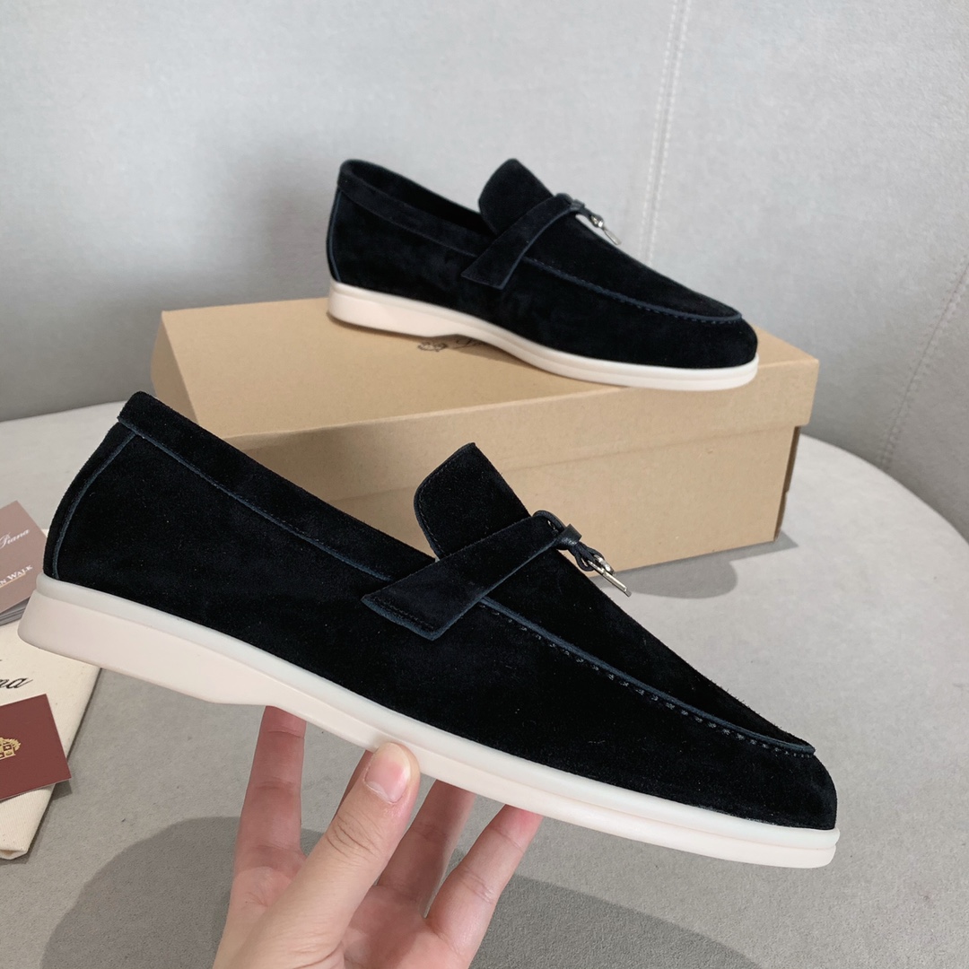 GIÀY LORO PIANA BLACK SHEEPSKIN SUEDE LOAFER DA CỪU
