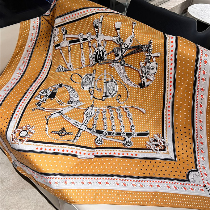 KHĂN Hermes Harnais De Cour Logo scarf