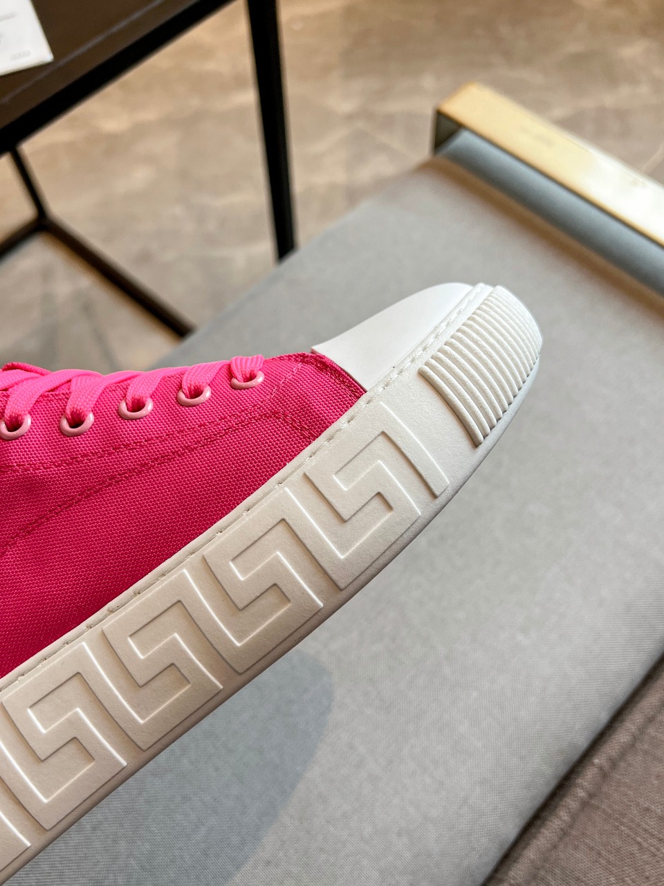 GIÀY VERSACE GRECA SNEAKERS HIGH TOP CANVAS PINK
