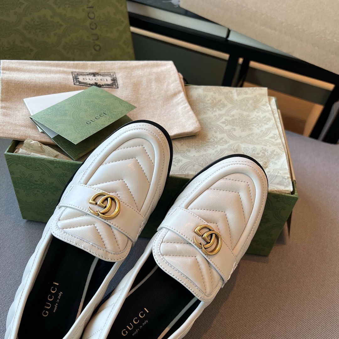 GIÀY GUCCI GG LEATHER LOGO LOAFER SHOES