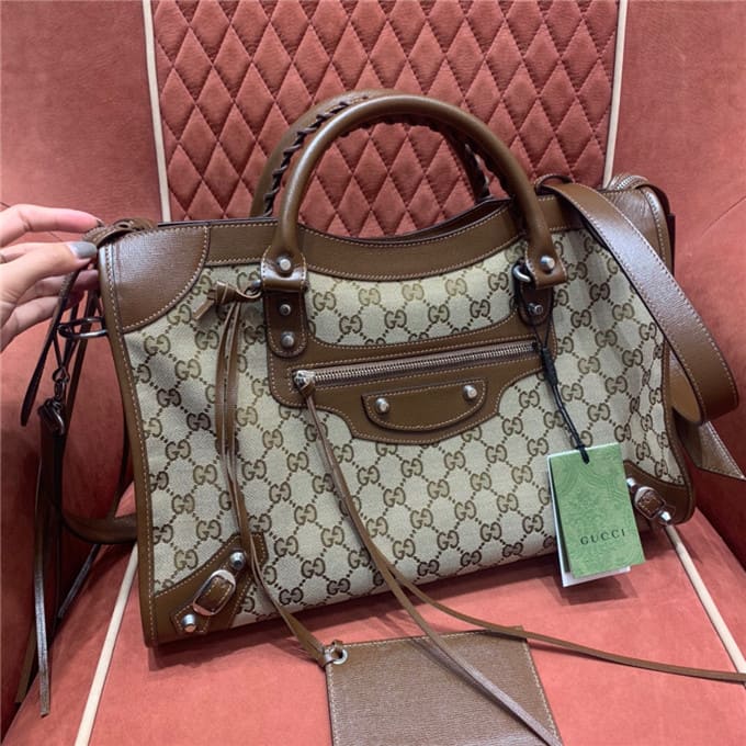 TÚI Gucci x Balenciaga the hacker project medium neo classic bag brown Top Quality