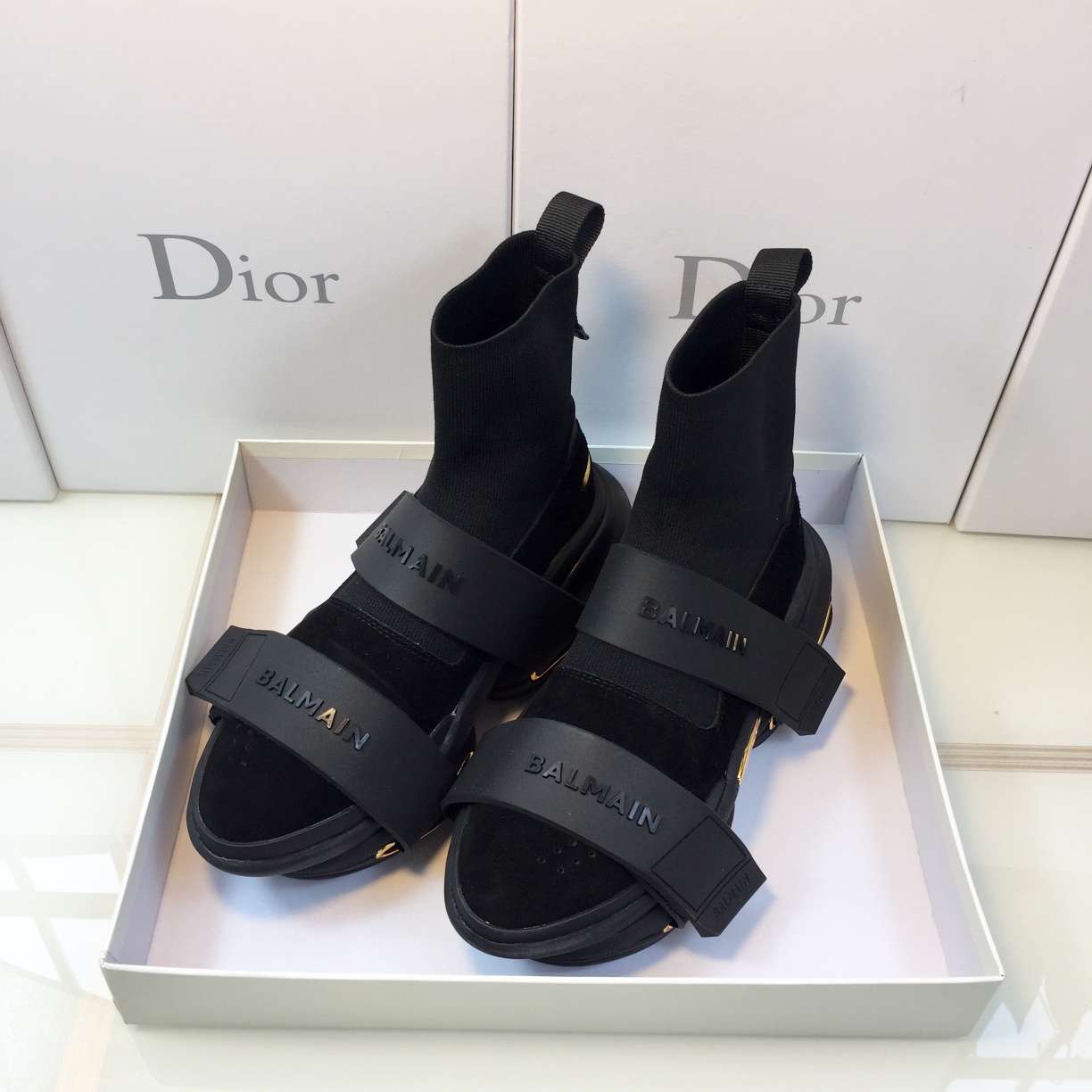 GIÀY BALMAIN BLACK GOLD HIGH TOP SNEAKERS