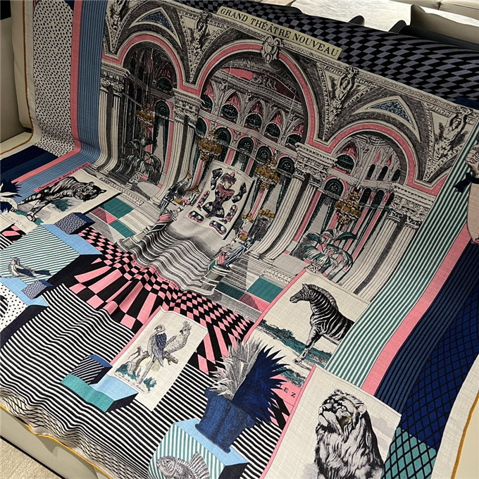 KHĂN Hermes Grand Theatre Nouveau Wool Blend scarf
