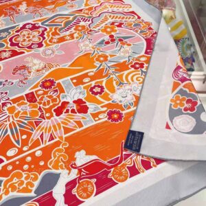 KHĂN Hermes Women Bingata Shawl 140 in Cashmere and Silk with Hand-Rolled Edges-Pink