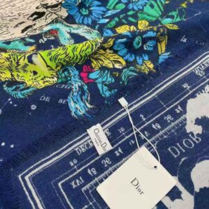 KHĂN Dior Women Zodiac Square Scarf Navy Blue Silk Twill