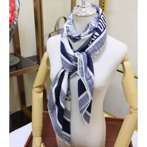 KHĂN Dior Women Toile De Jouy Quatre Saisons Square Scarf Blue Silk Twill