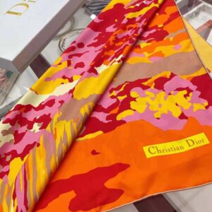 KHĂN Dior Women D-Wood Square Scarf Multicolor Silk Twill-Blue