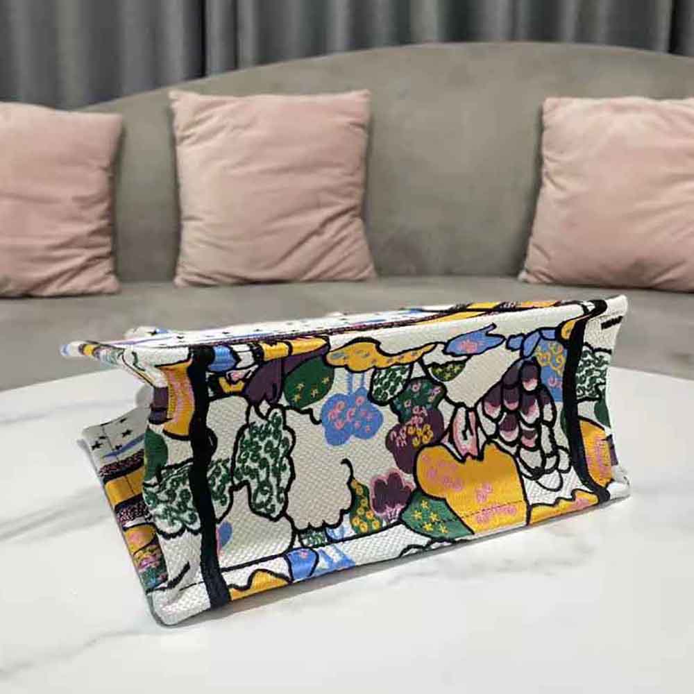 TÚI Dior Women Small Dior Book Tote Latte Dior Ciel de Rêve Embroidery