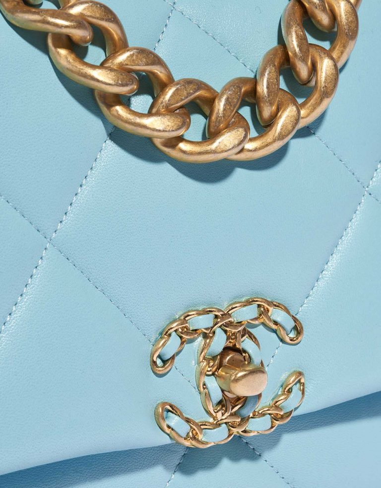 TÚI Chanel 19 Large Flap Bag Lamb Tiffany Blue da cừu