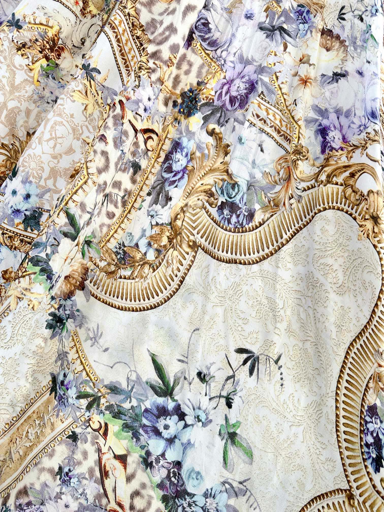 VÁY CAMILLA Silk Blue Cardigan Embellished V-Neck Maxi Dress High Classy Dài Tay