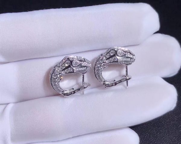 Bông tai BVLGARI Serpenti Full Diamond Pavé vàng trắng 18K