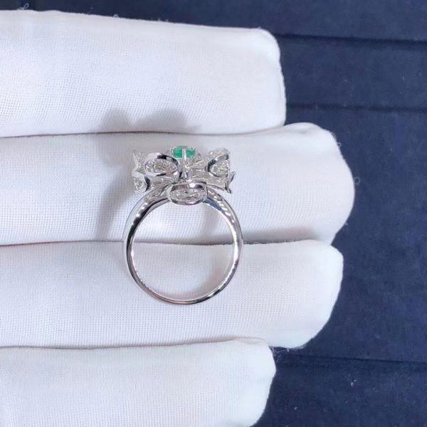 Nhẫn BVLGARI hoa Divas Dream Diamond & Emerald vàng trắng 18K