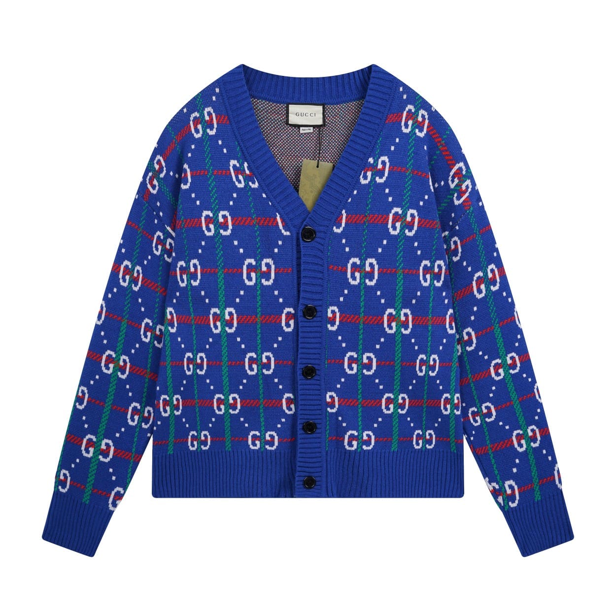 ÁO GUCCI Sweater Blue and Red Stretch Cashmere