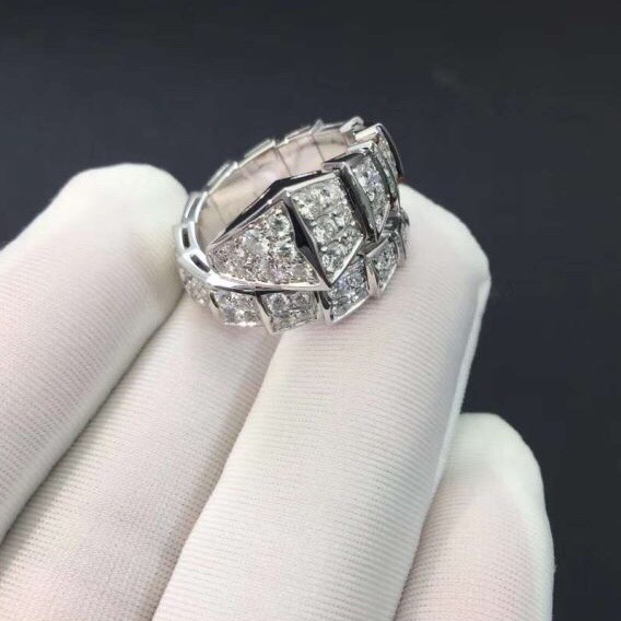 NHẪN BVLGARI SERPENTI RING WITH DIAMOND WHITE GOLD 18K