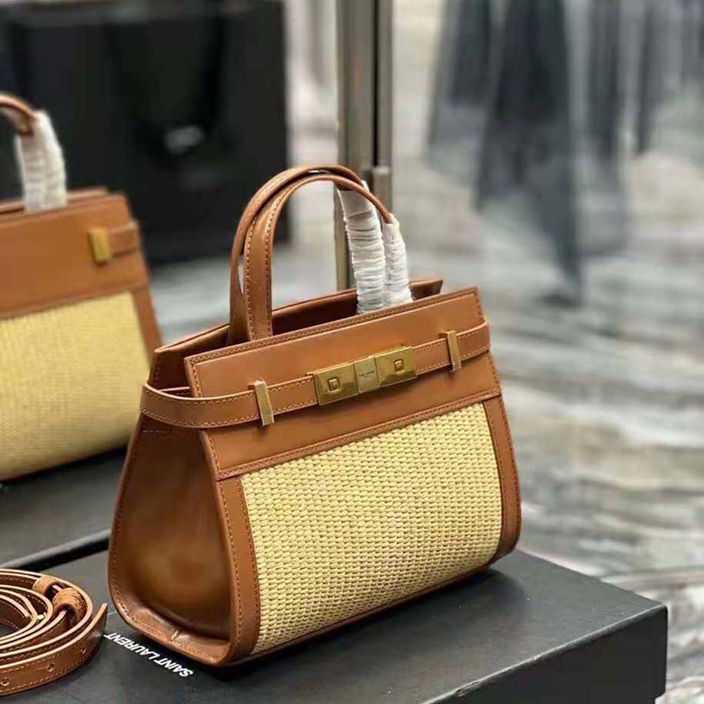 TÚI Saint Laurent YSL Women Manhattan Nano Shopping Bag in Raffia and
