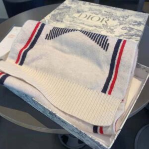 KHĂN Dior Women Dioralps Scarf White Three-Tone Wool and Cashmere