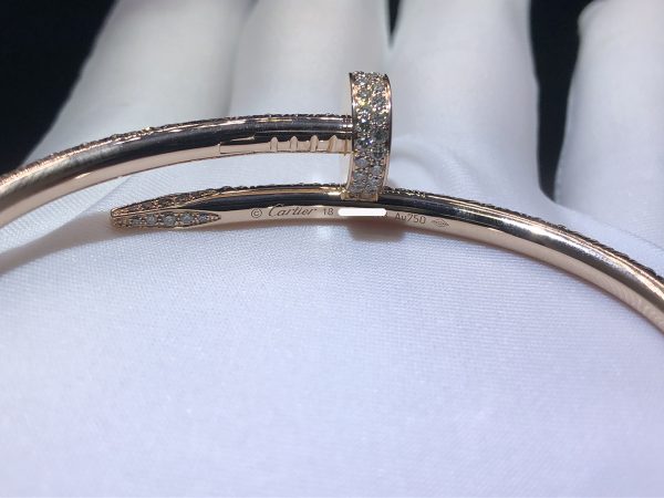 Vòng tay Cartier Juste Un Clou full kim cương vàng hồng 18K