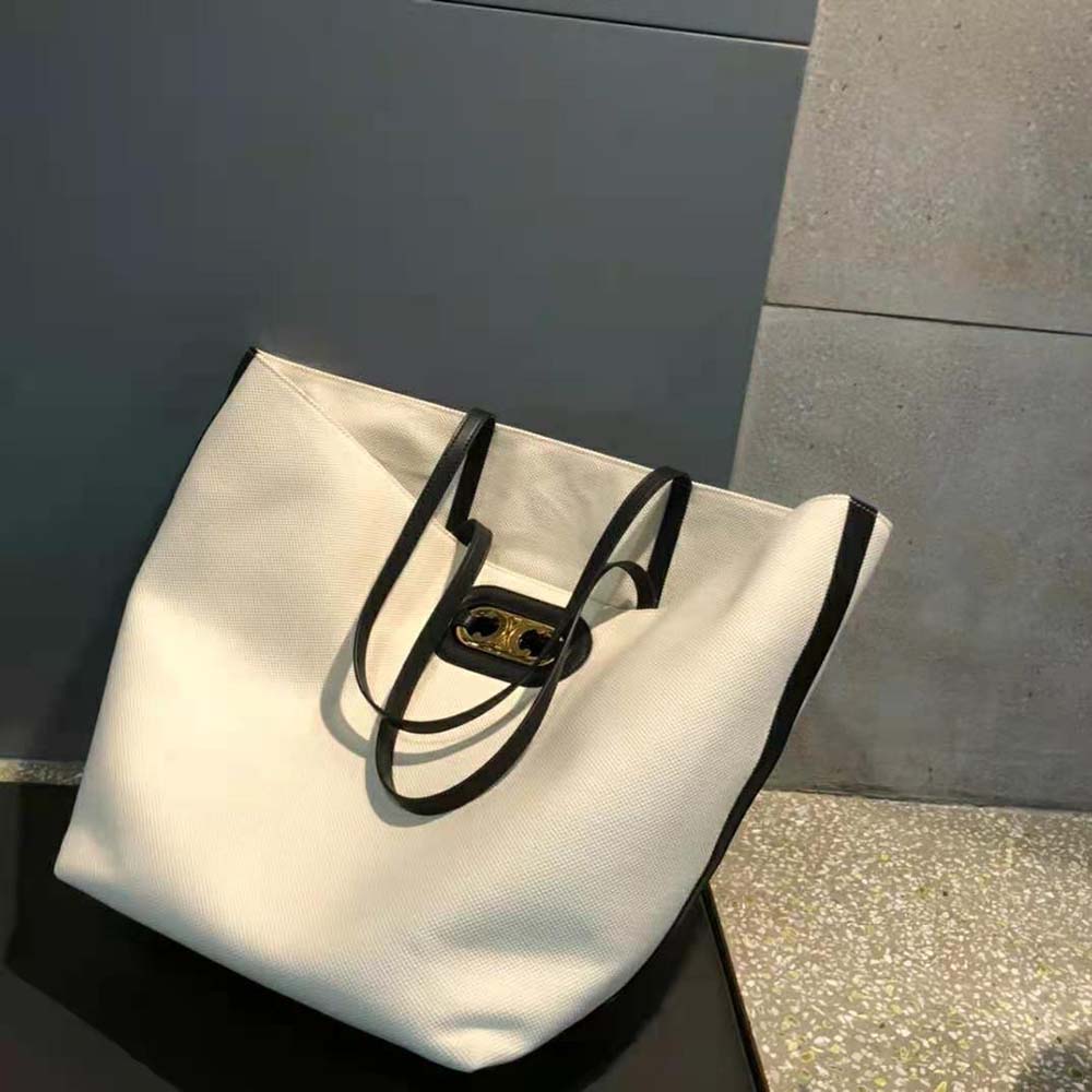 TÚI Celine Women Cabas Maillon Triomphe in Textile and Calfskin