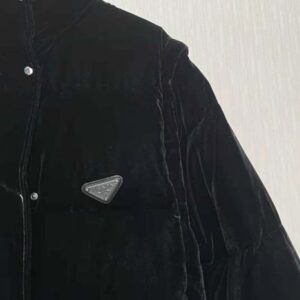 ÁO Prada Women Velvet Puffer Jacket-Black