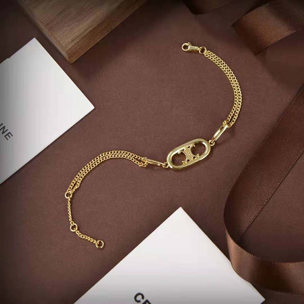 DÂY Celine Women Maillon Triomphe Bracelet in Brass with Gold Finish