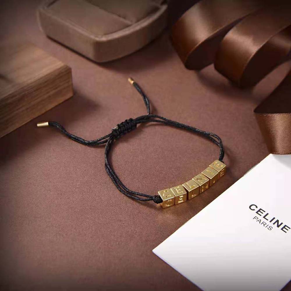 VÒNG TAY Celine Women Beach Bracelet in Brass with Gold Finish and Polyester