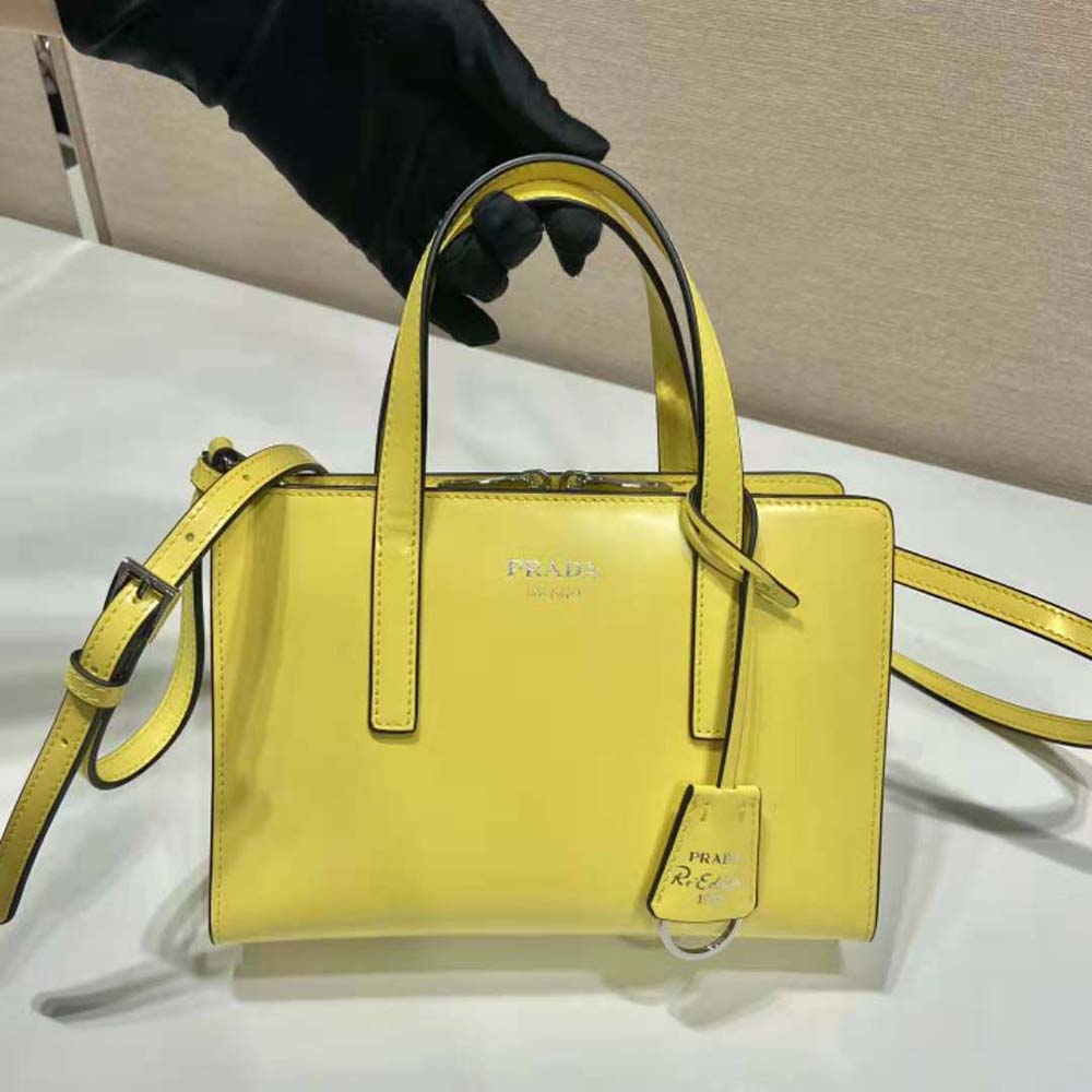 TÚI Prada Women Re-Edition 1995 Brushed-Leather Mini Handbag-Yellow